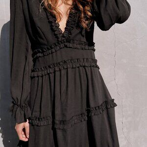 Sexy Les Femmes black open back v neck summer long sleeve dress size large